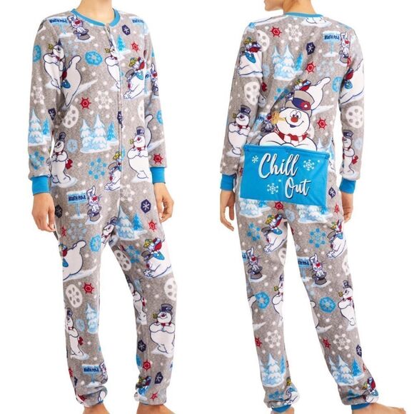 Frosty The Snowman Adult Onesie Pajamas Fleece Christmas Size XS - Picture 1 of 16